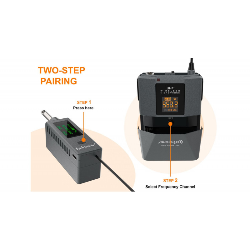 Set 2 lavaliere wireless Audibax Missouri Free Head Dual UHF Black