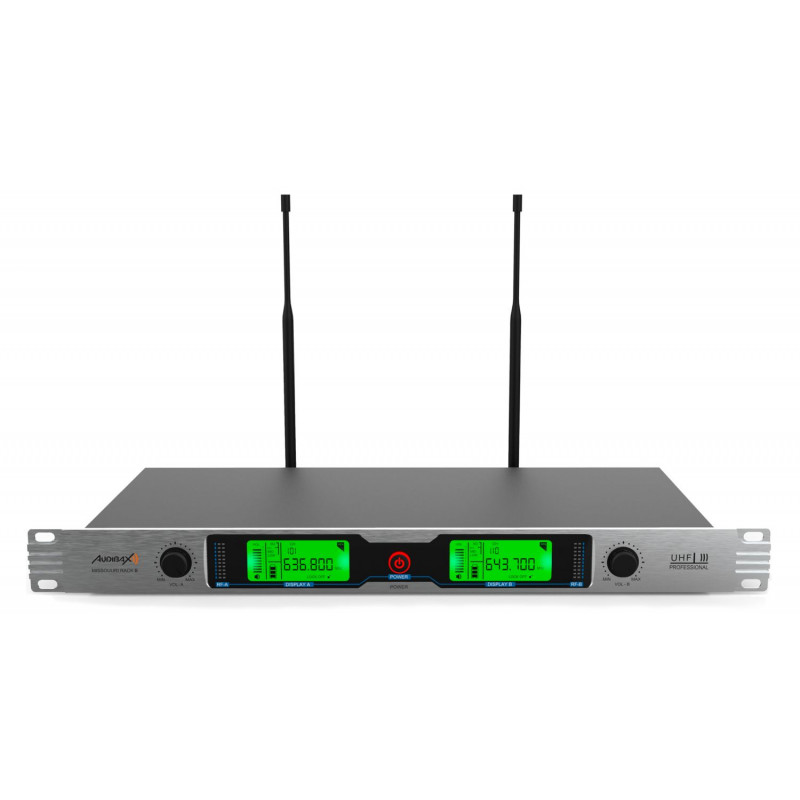 Set 2 microfoane wireless Audibax Missouri Free Hand Dual UHF Black and Silver