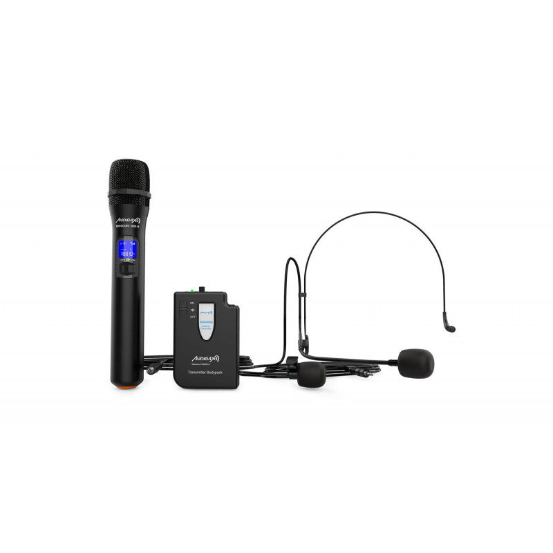 Set lavaliera wireless Audibax Missouri Free Head UHF Black