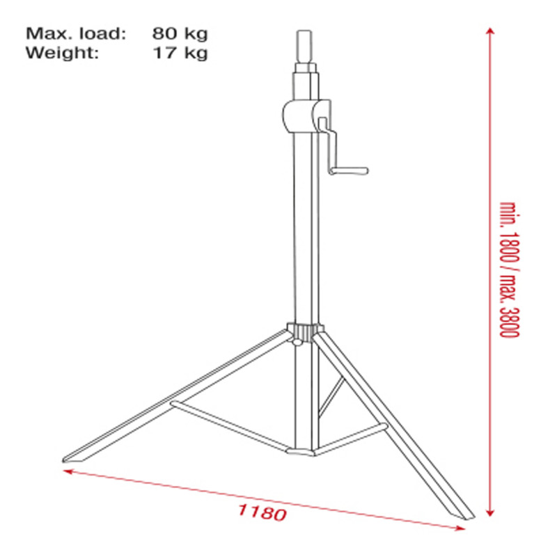 Stand lumini Showtec Basic 3800 Wind up stand