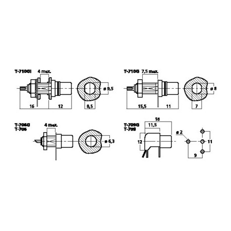 RCA chassis Jacks Monacor T-709
