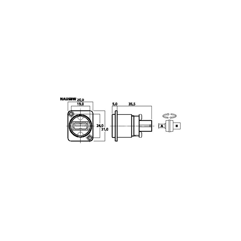 USB feed-through panel jacks Neutrik NAUSBW