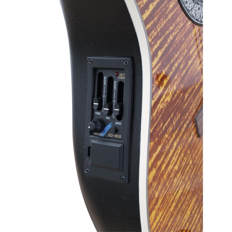 Chitara acustica roundback decupata, cu pick-up piezo, rosie, Dimavery RB-300RD