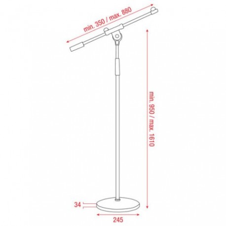 Stativ de microfon 160cm cromat DAP Audio