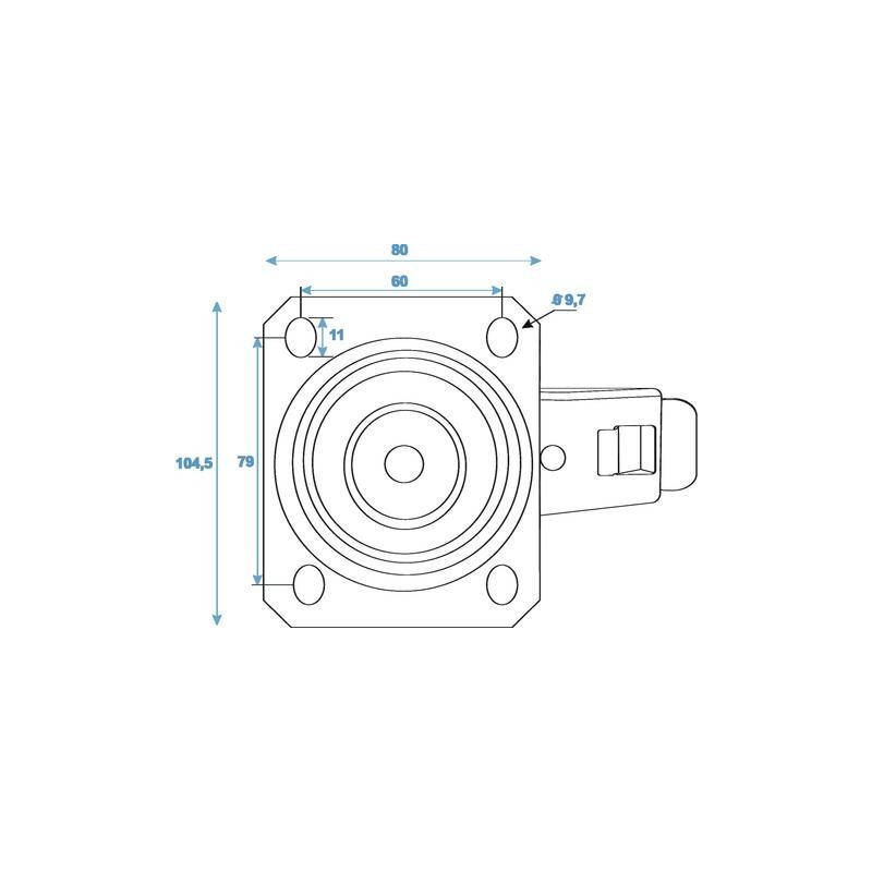 Roti albastre 100mm, cu sistem franare, Swivel 3000400B