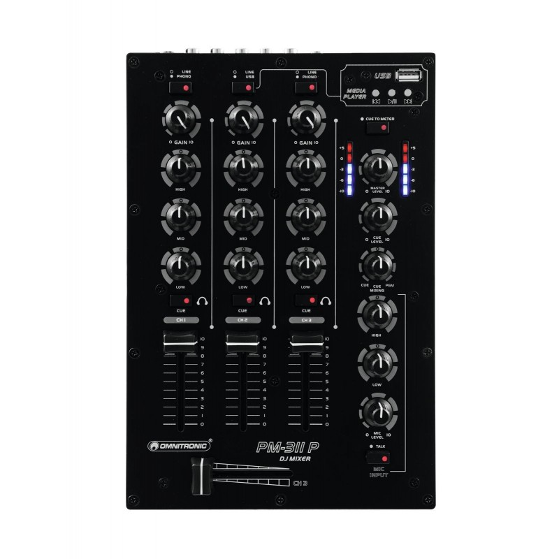 Mixer DJ cu 3 canale si mp3 player incorporat, Omnitronic PM-311P