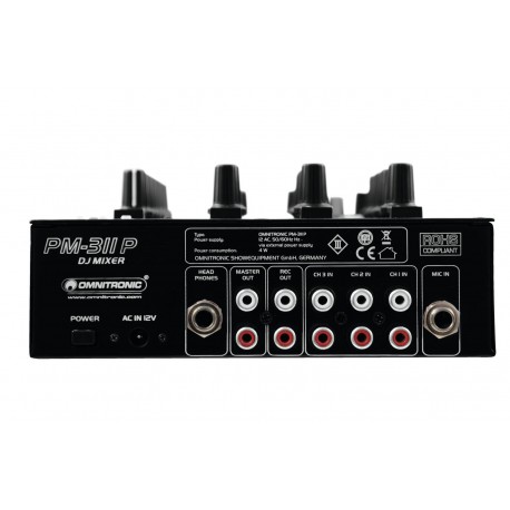 Mixer DJ cu 3 canale si mp3 player incorporat, Omnitronic PM-311P