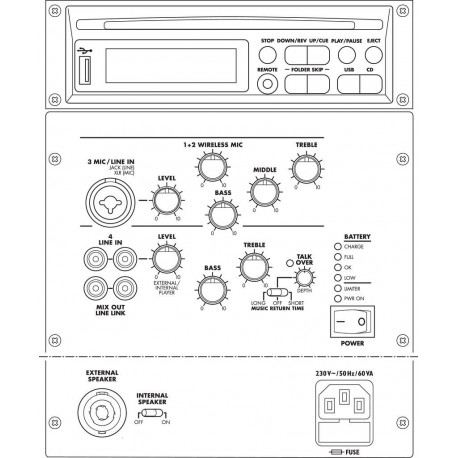 Sistem portabil amplificat cu CD player Monacor TXA-622CD/SW