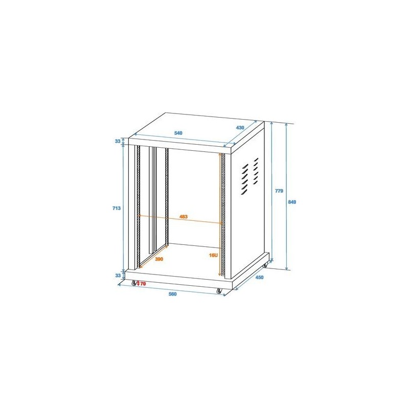 Rack 16U ROADINGER Steel rack SR-19, 16U