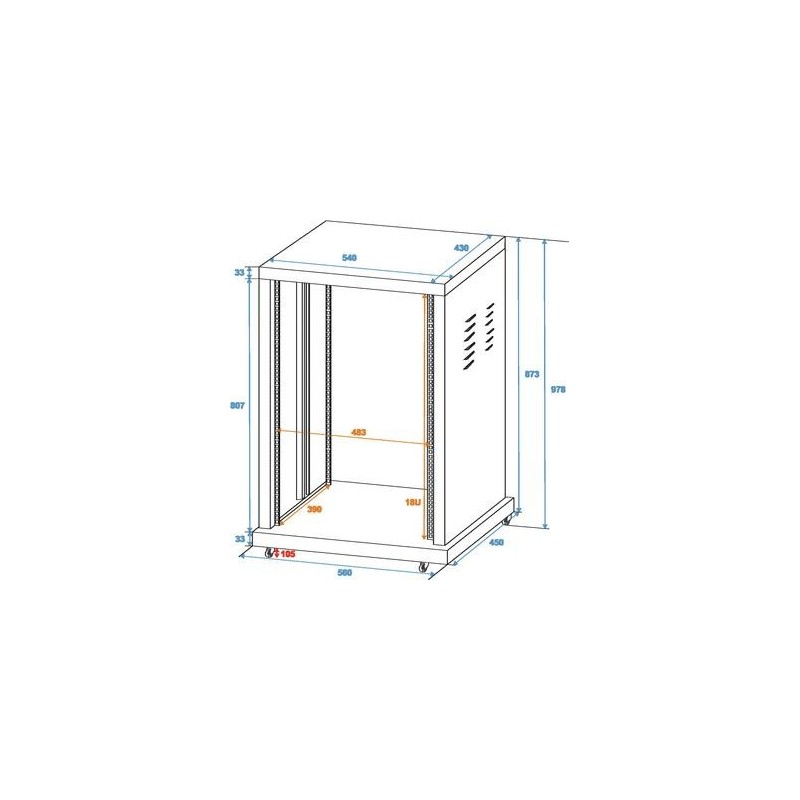 Rack 18U ROADINGER Steel rack SR-19, 18U