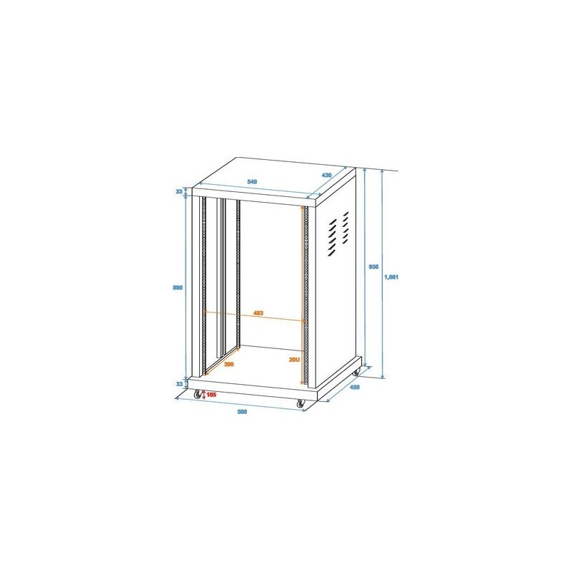 Rack 20U ROADINGER Steel rack SR-19, 20U