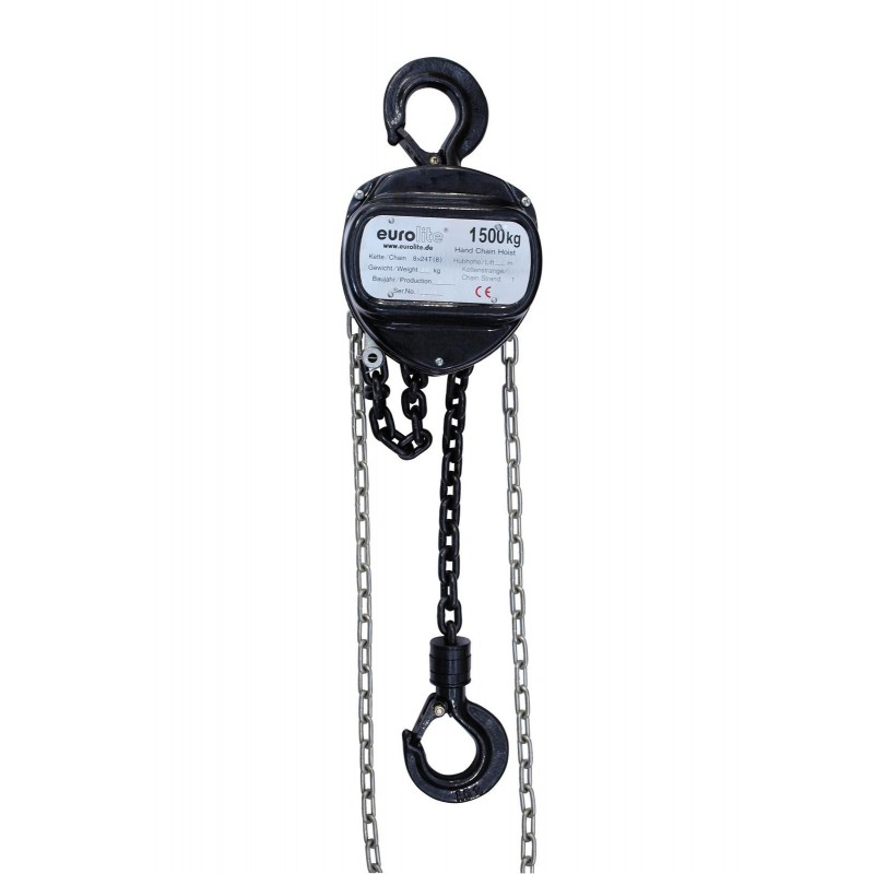 Lant de ridicare (inaltime ridicare 10 m, 1500 Kg/max), negru, Eurolite Chain hoist 10M/1.5T (58000121)
