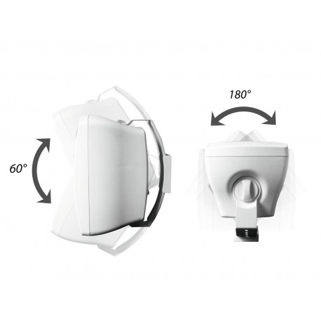 Set 2 boxe de perete 5,25Â¨, rezistente la intemperii (IP65), 100V sau 8 ohm, 16W RMS, albe, Omnitronic OD-5T WHITE (11036921)