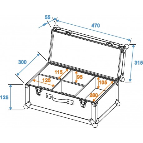 Flightcase pentru 4x TL-3 TCL, Roadinger 31005101