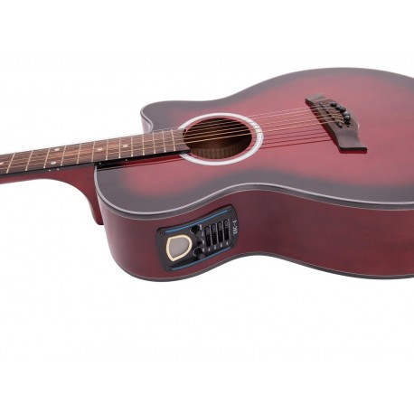Chitara western decupata cu pickup, culoare redburst, Dimavery AW-400RB