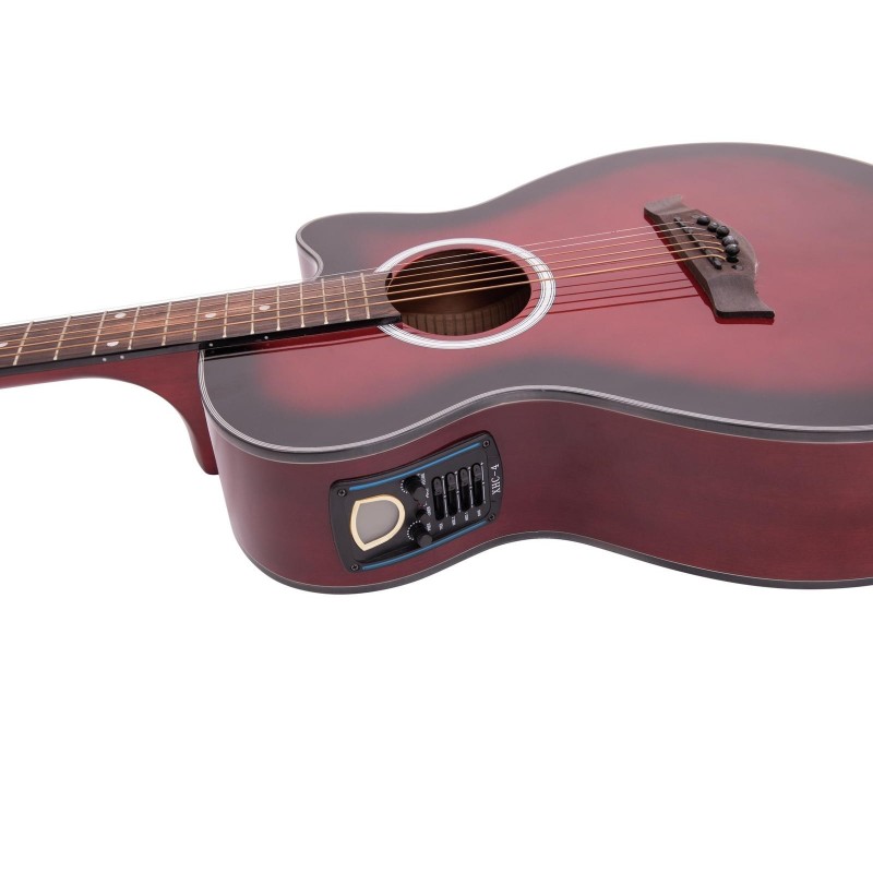 Chitara western decupata cu pickup, culoare redburst, Dimavery AW-400RB