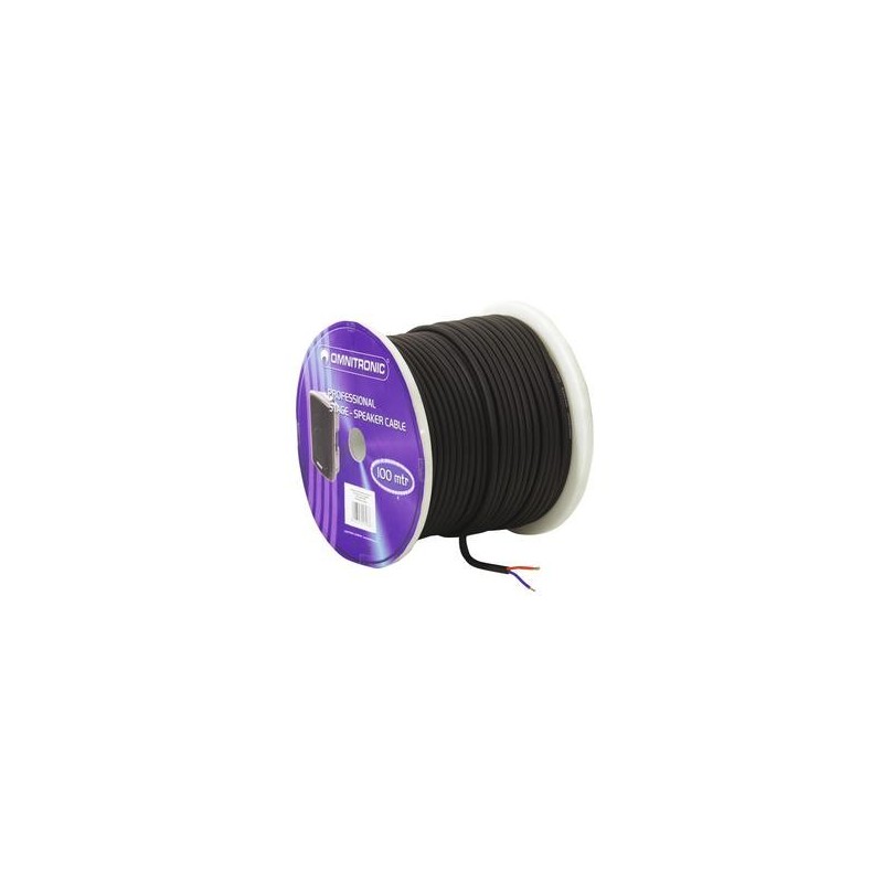 Rola 100m cablu de boxe 2x1.5mm, negru, Omnitronic 3030011K