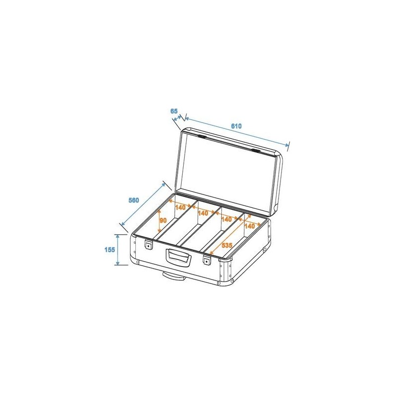 Flightcase/troller pentru 200 CD-uri, negru, Roadinger 30122092