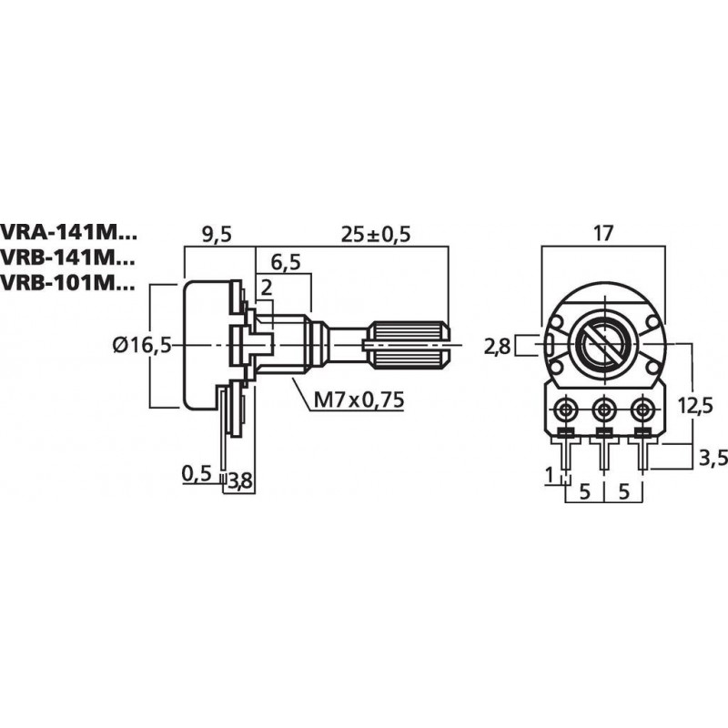 Potentiometru mono Monacor VRB-141M10