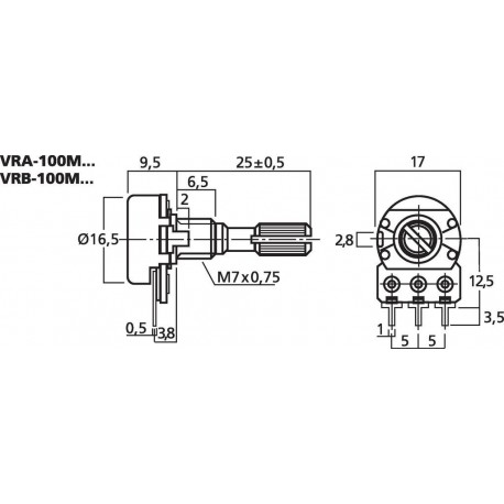 Potentiometru mono Monacor VRB-100M1