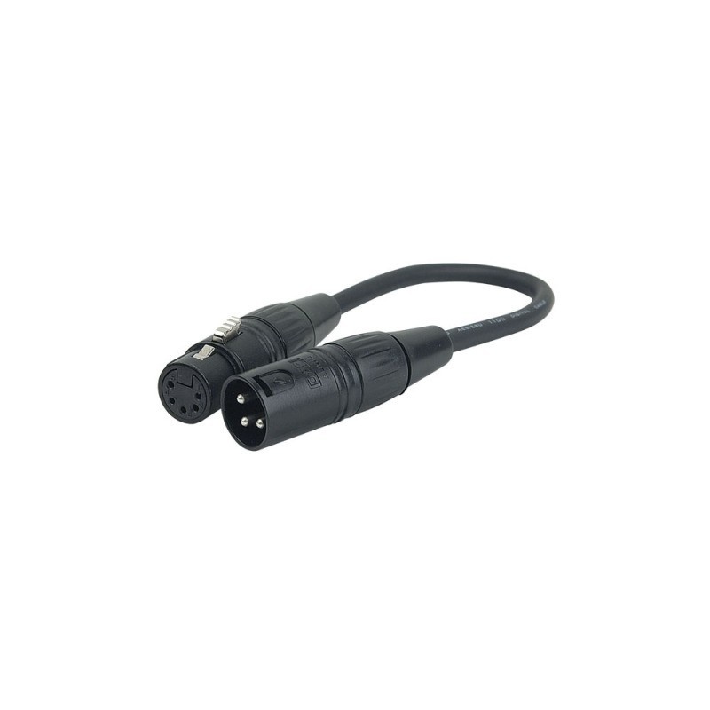 Cablu DMX XLR tata 3 pini la XLR mama 5 pini, 0.25 m, DAP-Audio FLA-37-0.25m