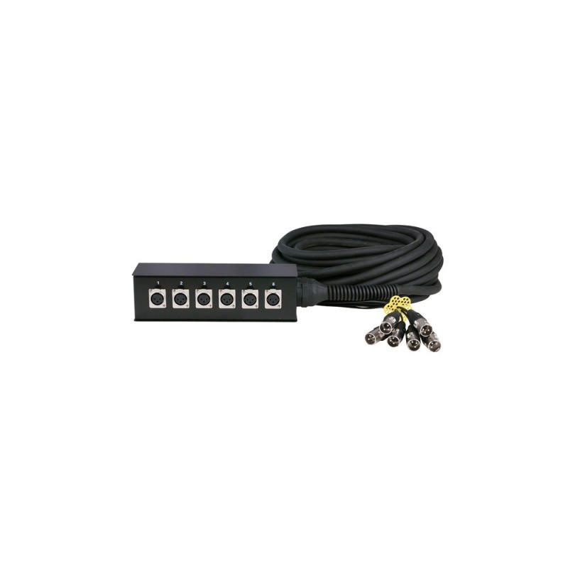 Cablu multicore Cobra 6 XLR tata la 6 XLR mama, 3 pini, 10 m black, DAP-Audio D-951510-10m