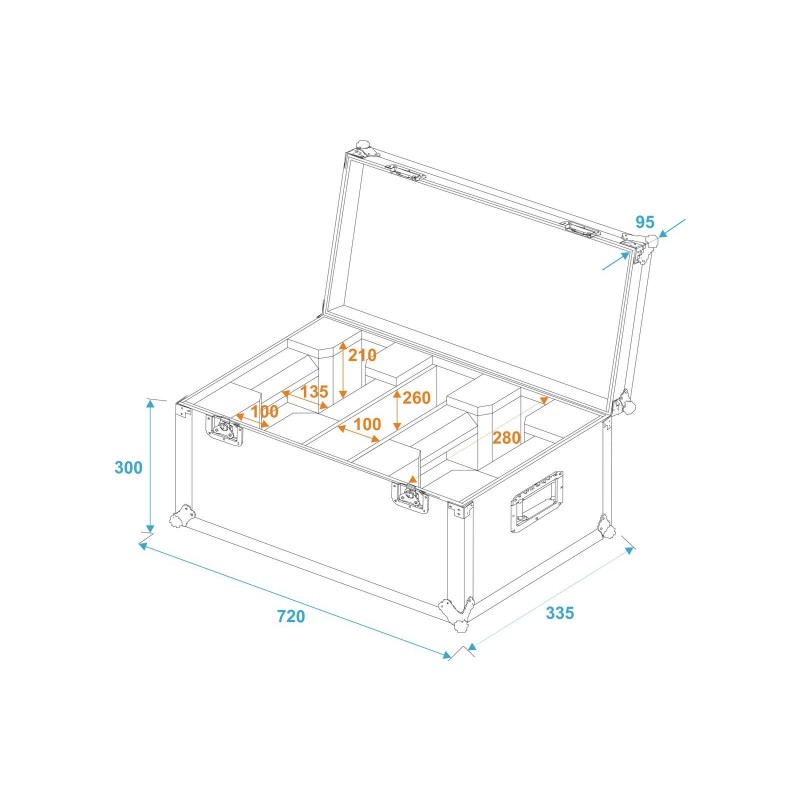 Flightcase pentru 2x TMH-X11, Roadinger Flightcase 2x LED TMH-X1 Moving-Head Beam (31005112)