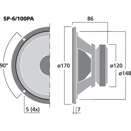 Difuzor medii Monacor SP-6/100PA
