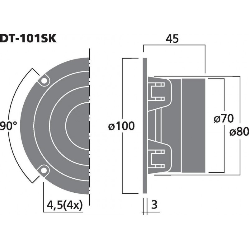 Tweeter HiFi dome Monacor DT-101SK