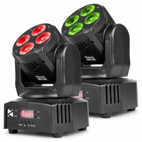 Set 2 x moving head 4 x 9W LED 4-in-1 RGBW + geanta Beamz MHL36