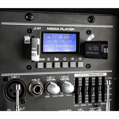 Boxa activa portabila mobila 15" Vonyx SPJ-PA915 cu 2x microfoane fara fir cu USB/ Bluetooth