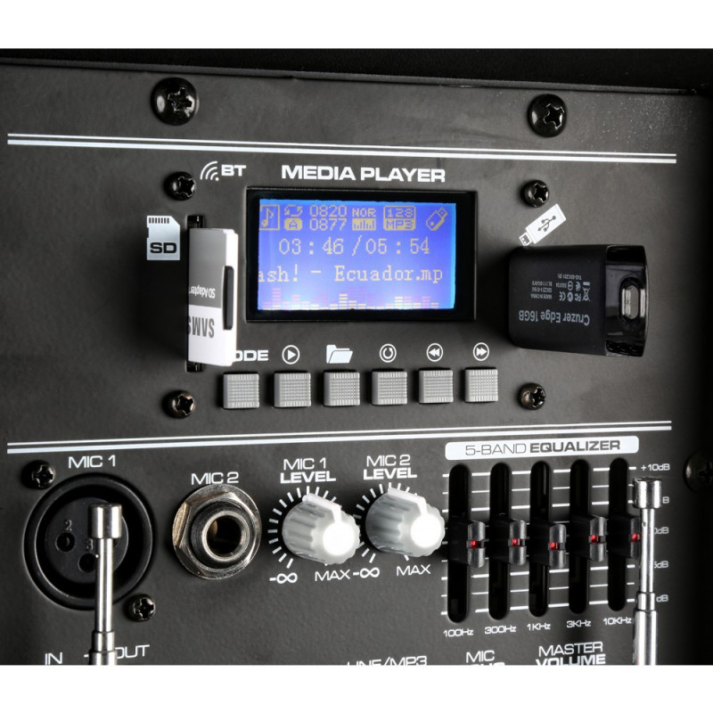 Boxa activa portabila mobila 15" Vonyx SPJ-PA915 cu 2x microfoane fara fir cu USB/ Bluetooth
